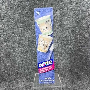 Dixie Vintage 100 Bathroom Cups Precious Pets Cats Dogs 3 oz New Sealed Box 2001